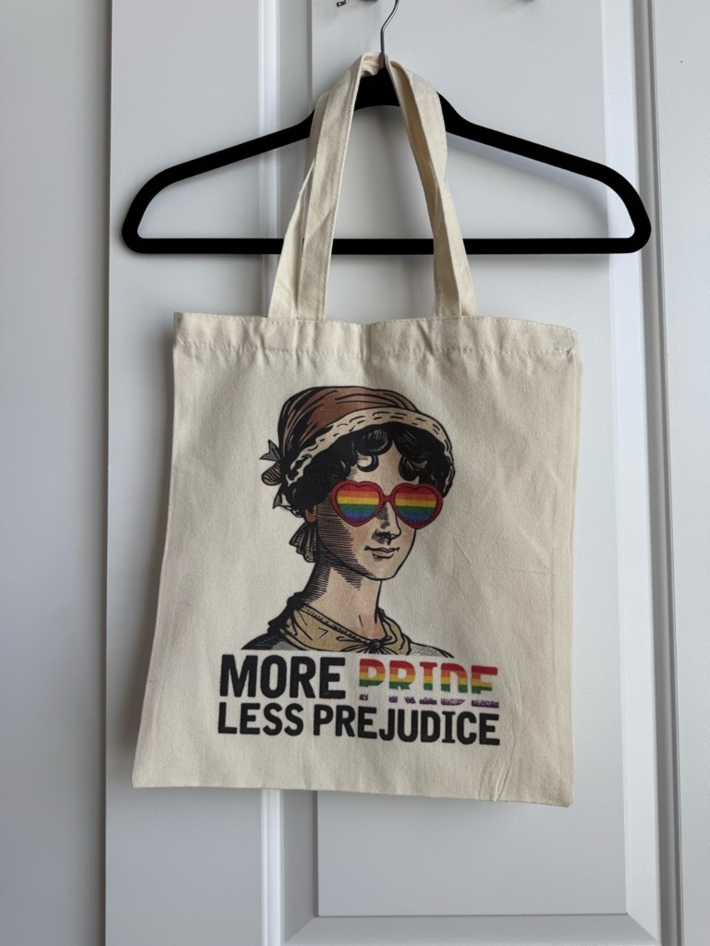 Jane Austen "More Pride Less Prejudice" Rainbow Tote